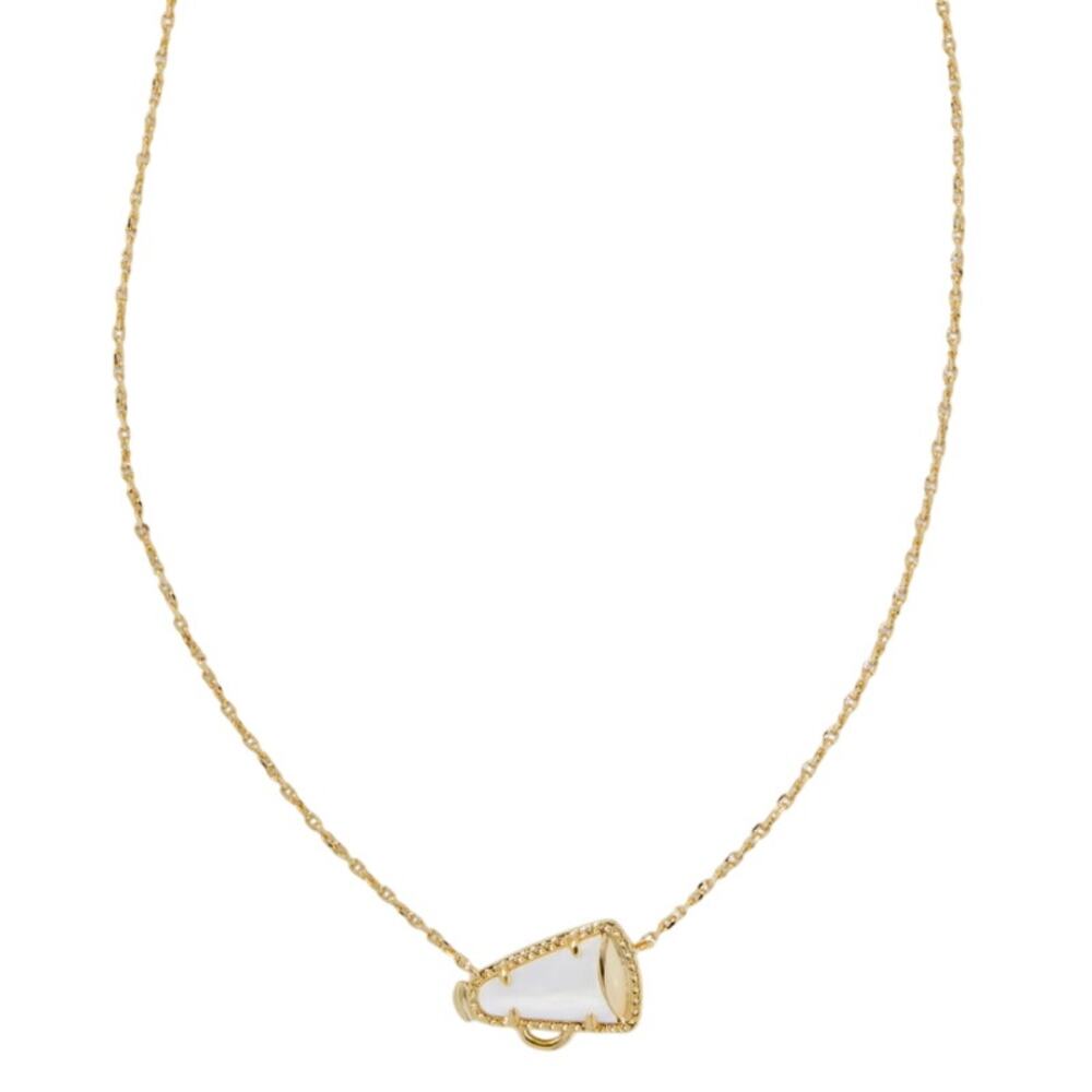 Kendra Scott Cheer Short Pendant Necklace in Gold White Mother-of-Pearl